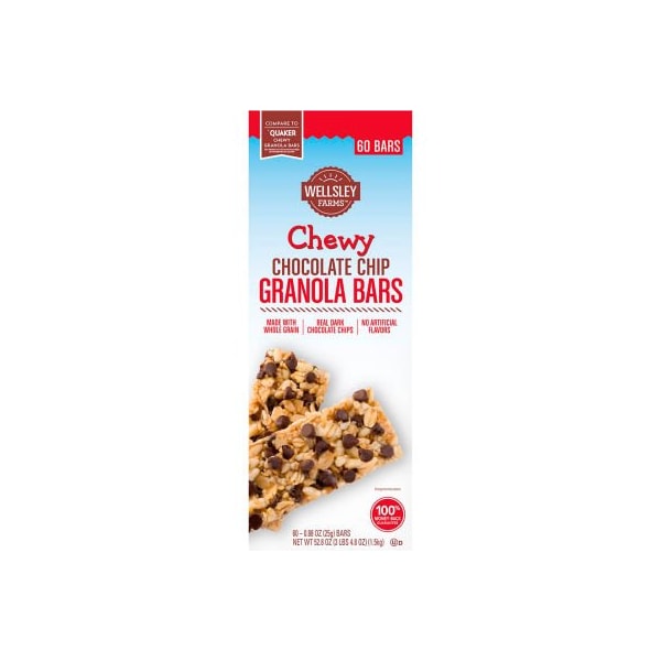 Green Rabbit Holdings Wellsley Farms Chewy Chocolate Chip Granola Bars, .88 oz, 60 Count 22000538 - main